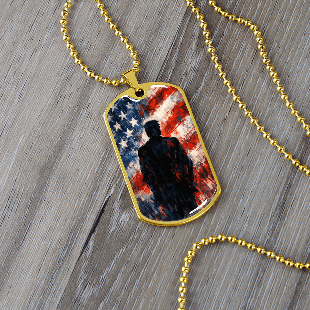 Abstract Americana Silhouette Dog Tag Necklace – Patriotic Statement Pendant - Jewelry, Necklaces - EpiAl's Shop