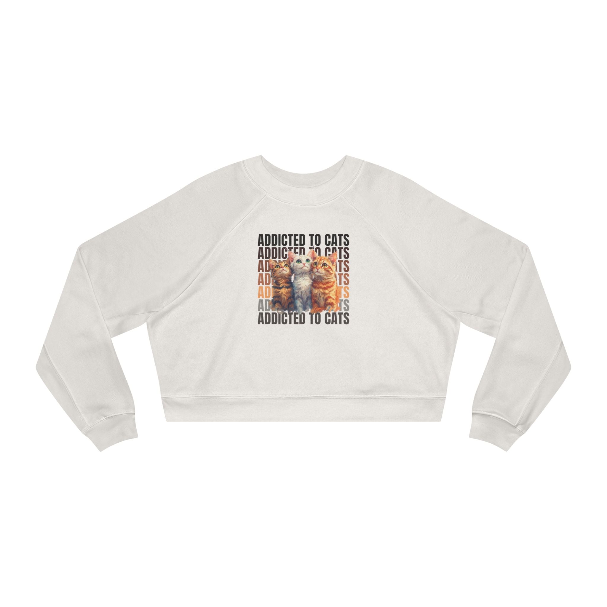 Addicted to Cats Cropped Pullover | Cozy Women's Sweatshirt - Clothing, Sweatshirts, Crop - EpiAl's Shop