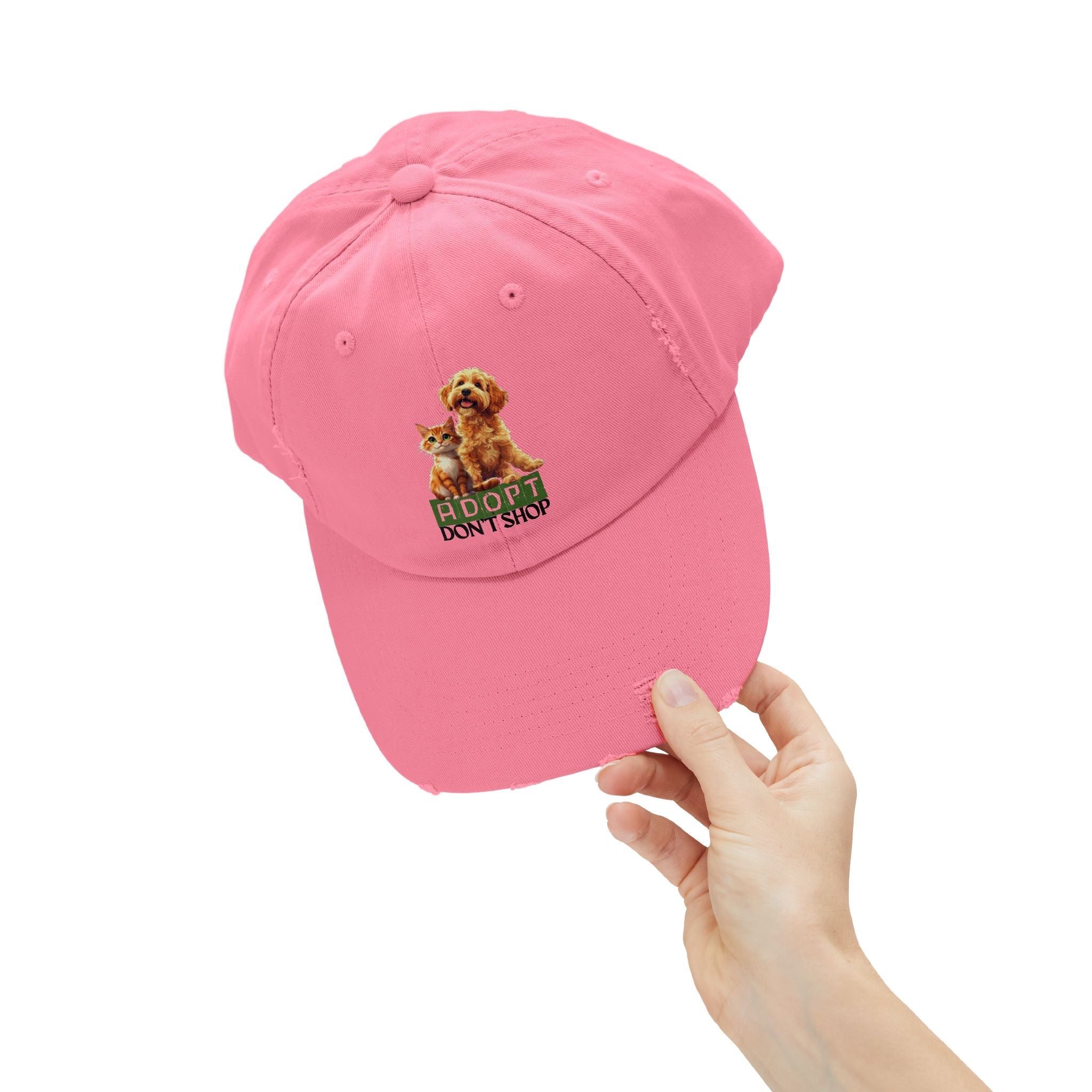 Adopt Don't Shop Distressed Cap, Pet Lover Hat - Hats, Baseball & Trucker - EpiAl's Shop