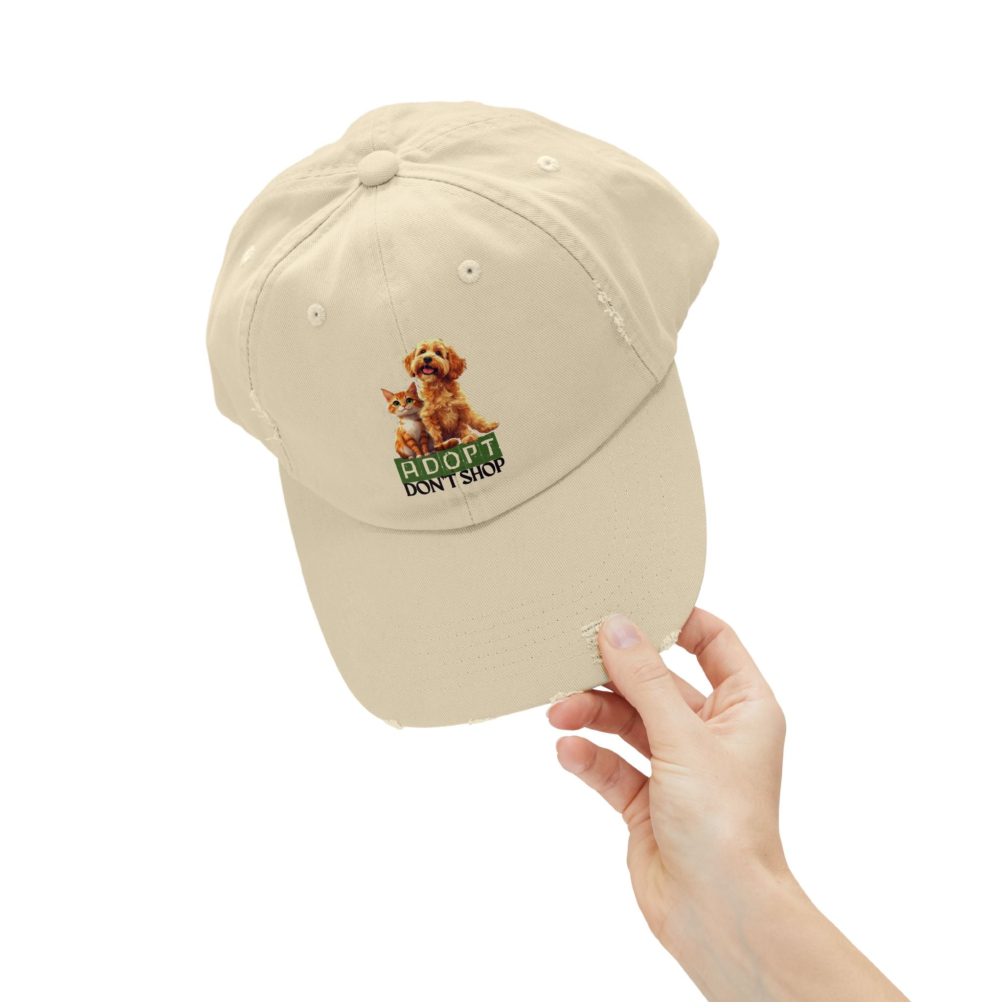 Adopt Don't Shop Distressed Cap, Pet Lover Hat - Hats, Baseball & Trucker - EpiAl's Shop