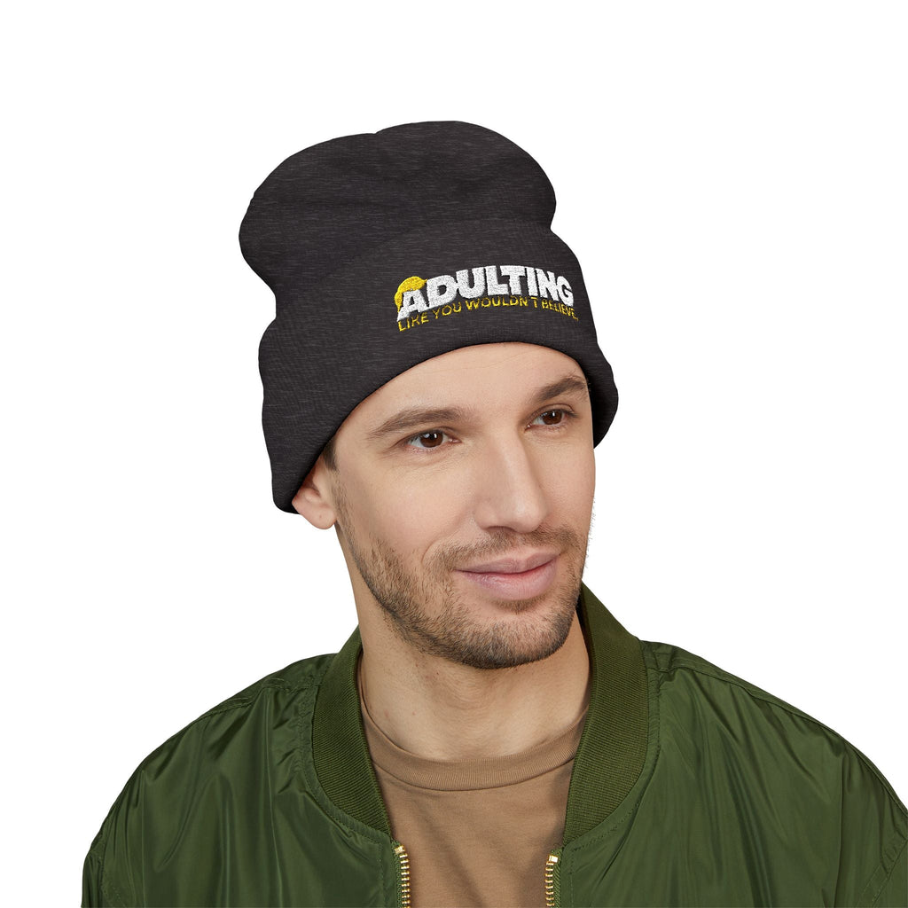 Adulting, Like You Wouldn’t Believe – Cuffed Knit Beanie - Hats, Beanie - EpiAl's Shop