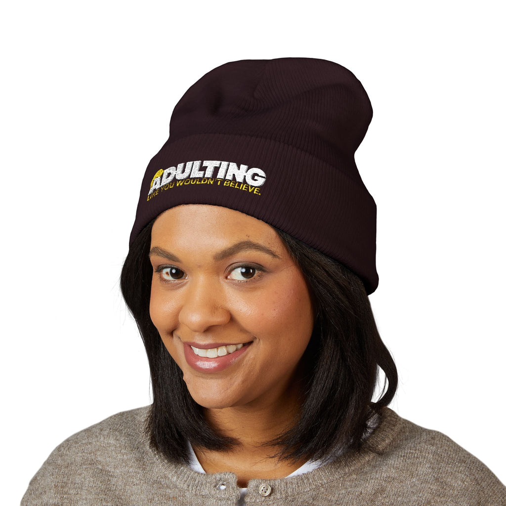 Adulting, Like You Wouldn’t Believe – Cuffed Knit Beanie - Hats, Beanie - EpiAl's Shop