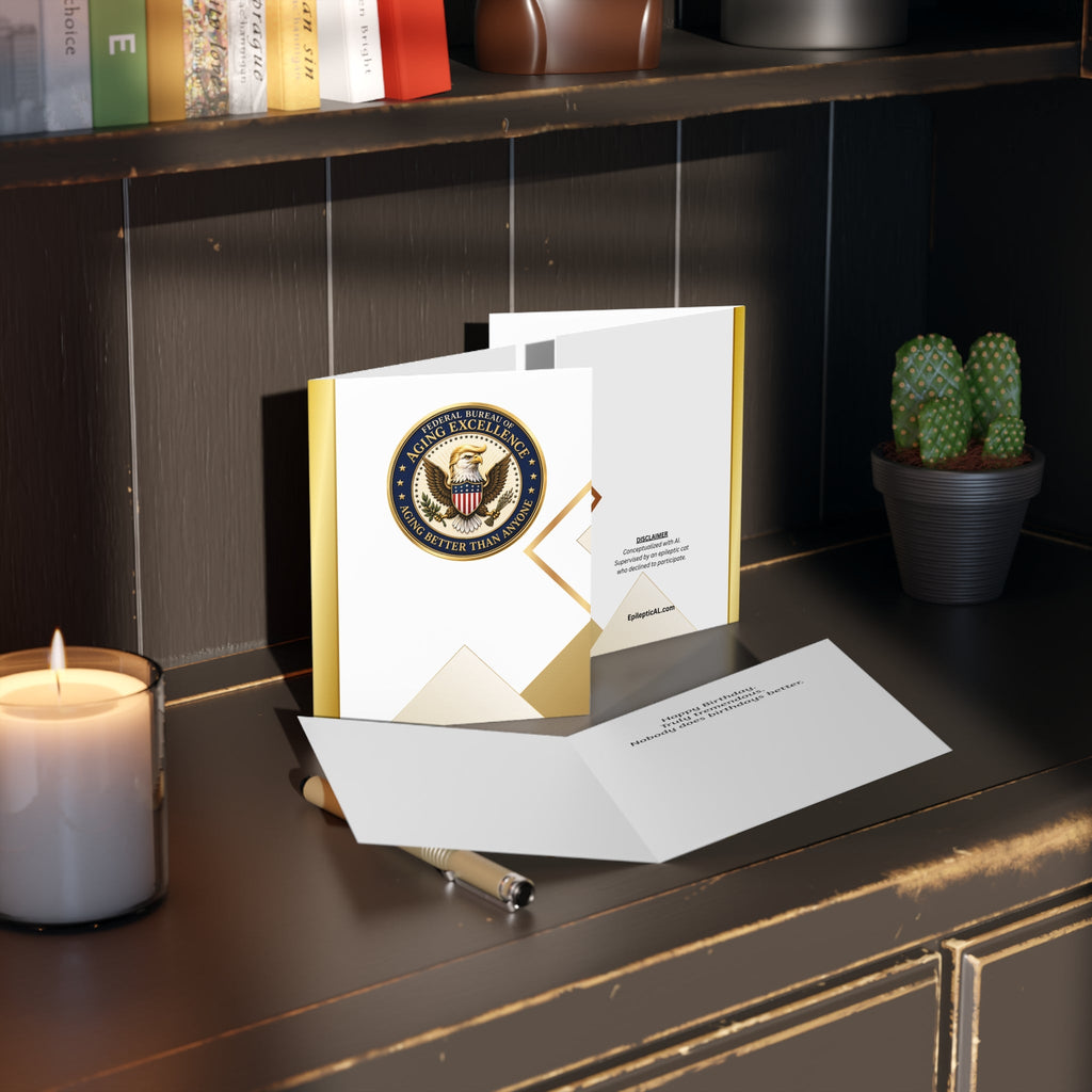 Aging Excellence – Faux Seal Birthday Greeting Card (Packs of 8, 16, 24) - Paper Products, Greeting Cards - EpiAl's Shop