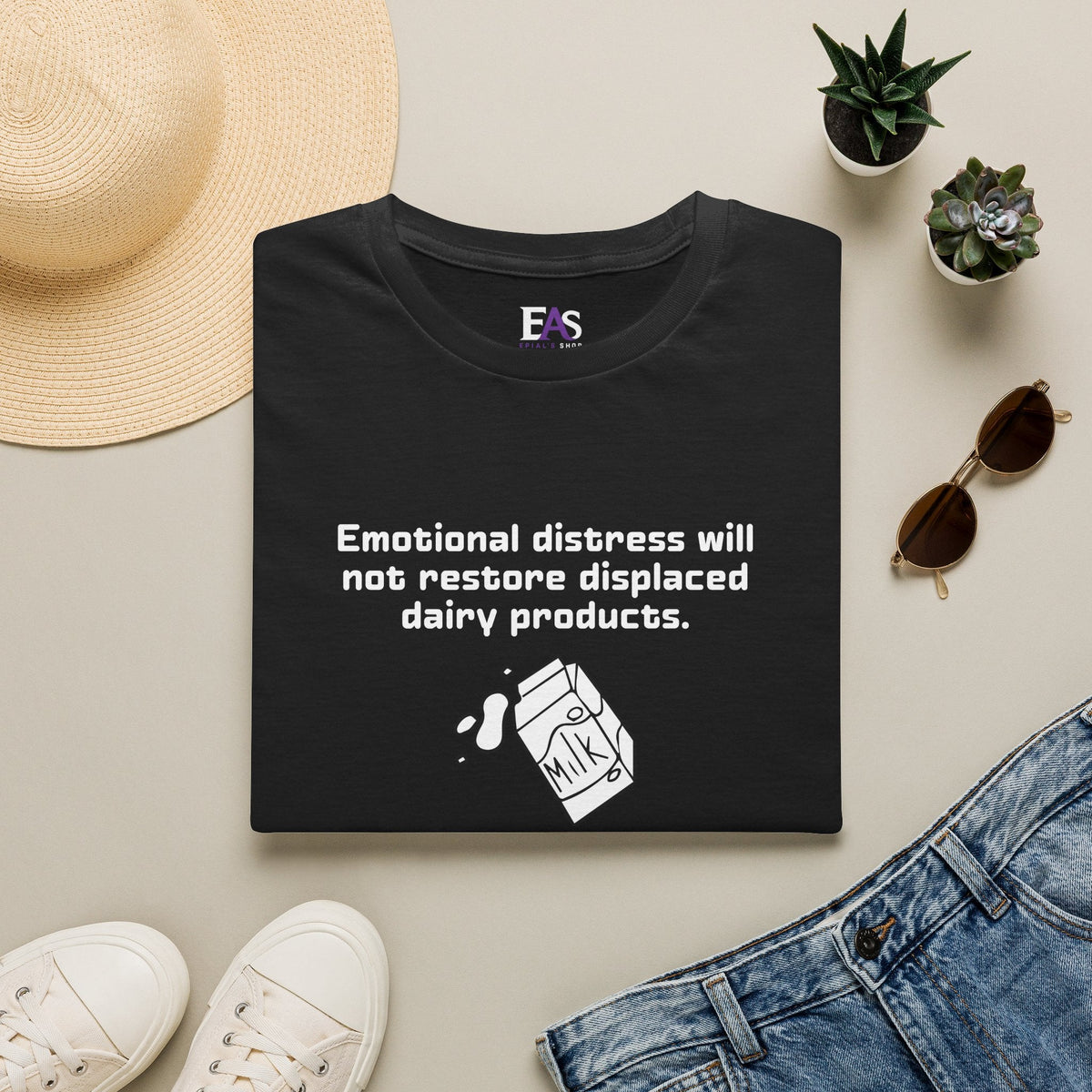 AI Translation: Emotional Distress Will Not Restore Displaced Dairy Products T-Shirt - Clothing, Unisex, T-Shirts - EpiAl's Shop