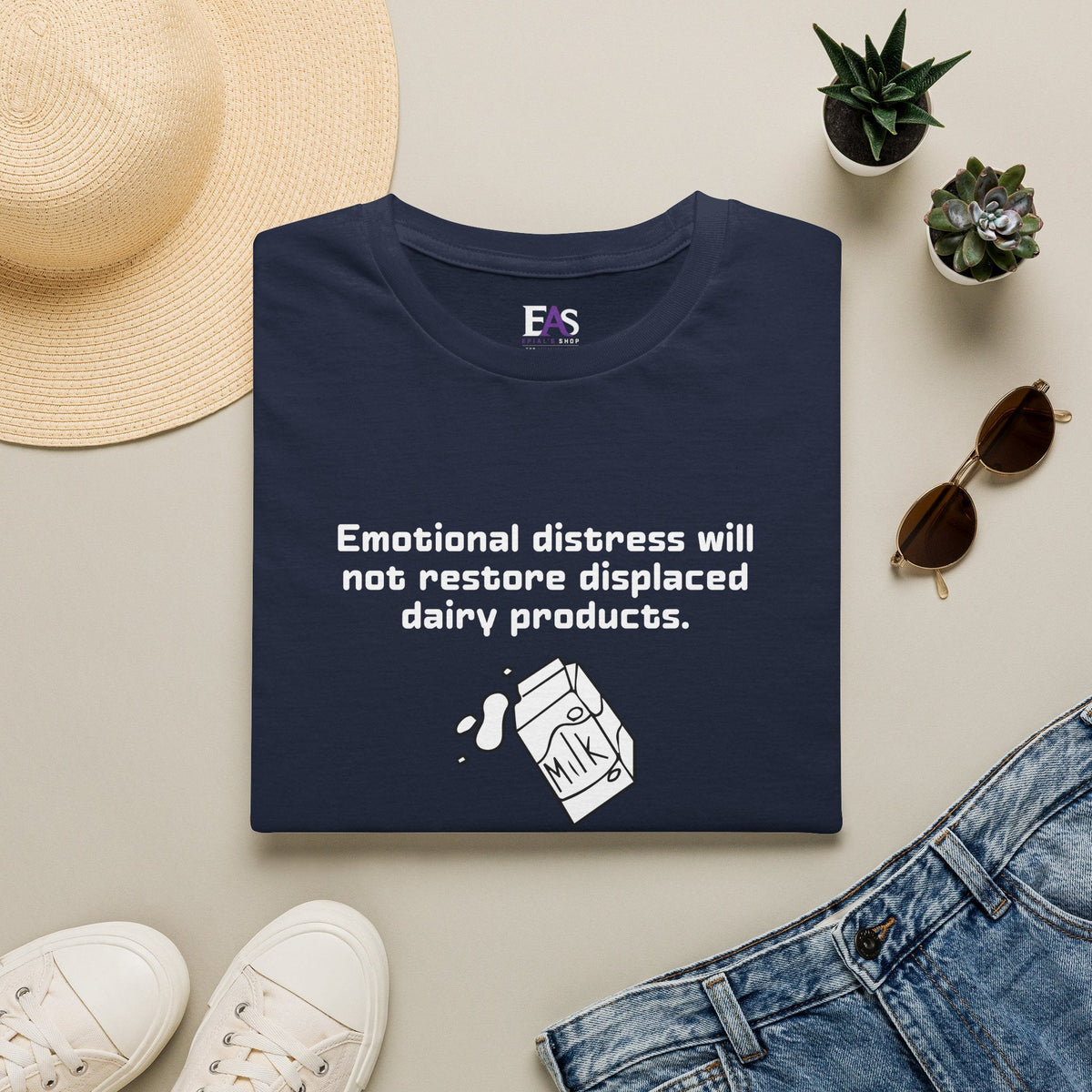 AI Translation: Emotional Distress Will Not Restore Displaced Dairy Products T-Shirt - Clothing, Unisex, T-Shirts - EpiAl's Shop