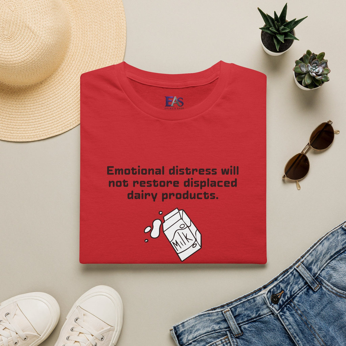 AI Translation: Emotional Distress Will Not Restore Displaced Dairy Products T-Shirt - Clothing, Unisex, T-Shirts - EpiAl's Shop