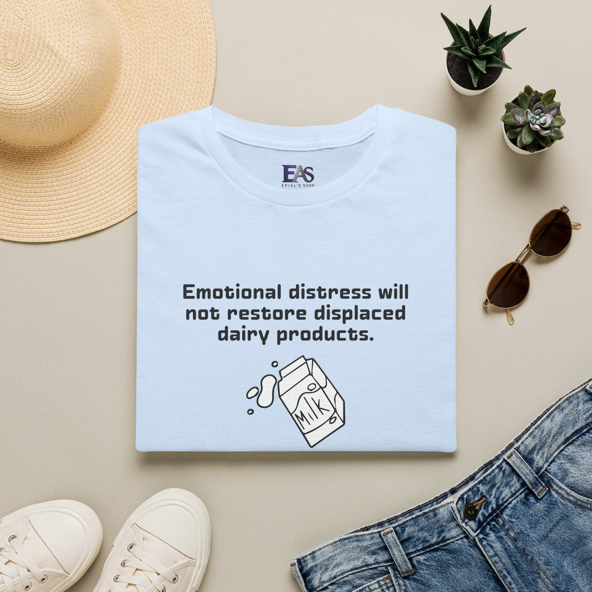AI Translation: Emotional Distress Will Not Restore Displaced Dairy Products T-Shirt - Clothing, Unisex, T-Shirts - EpiAl's Shop