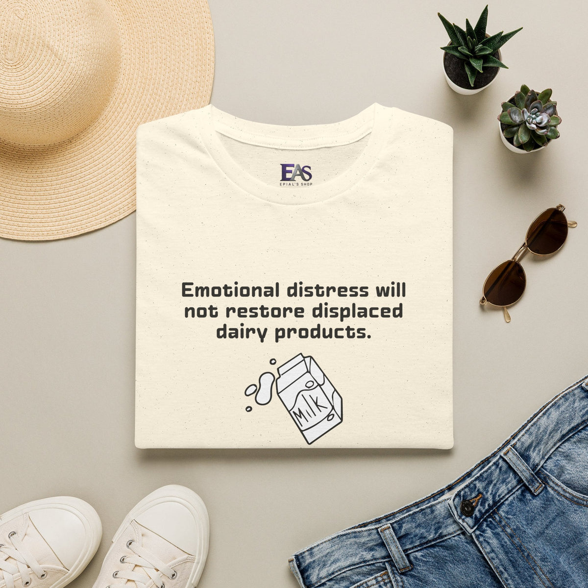 AI Translation: Emotional Distress Will Not Restore Displaced Dairy Products T-Shirt - Clothing, Unisex, T-Shirts - EpiAl's Shop