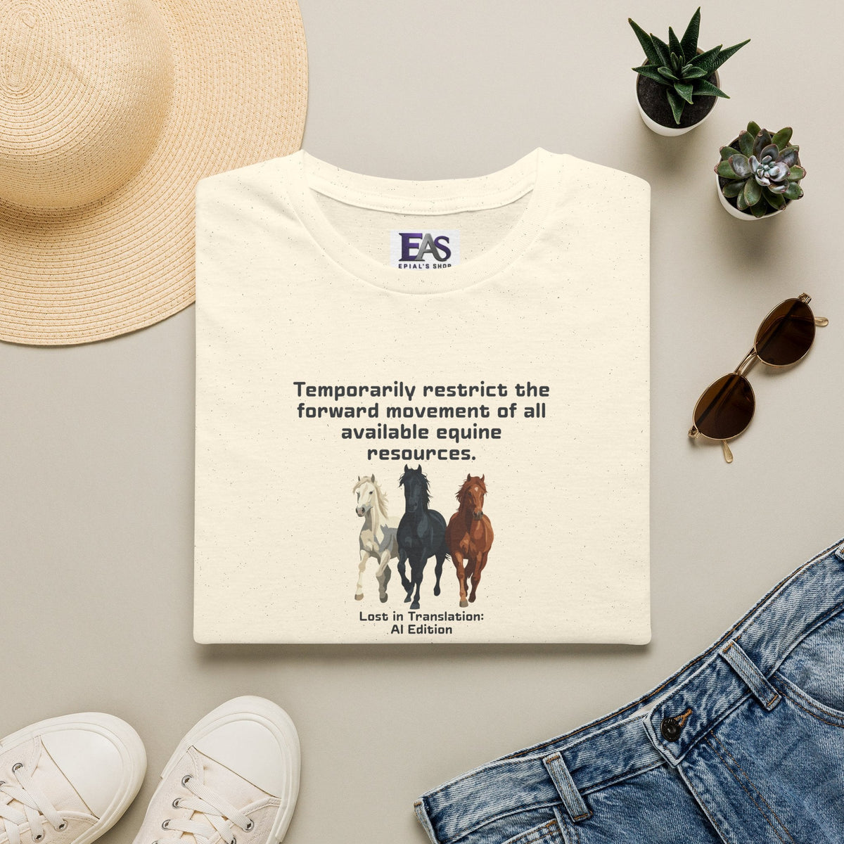 AI Translation: Hold Your Horses Unisex T-Shirt - Clothing, Unisex, T-Shirts - EpiAl's Shop