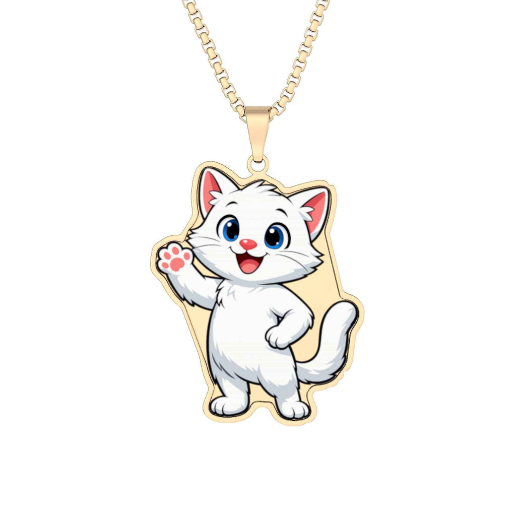 Al the White Cat Pendant Necklace | Cute Cartoon Cat Charm Jewelry - Jewelry, Necklaces - EpiAl's Shop