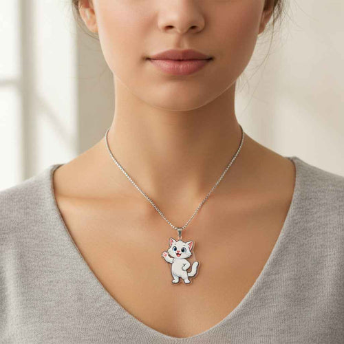 Al the White Cat Pendant Necklace | Cute Cartoon Cat Charm Jewelry - Jewelry, Necklaces - EpiAl's Shop