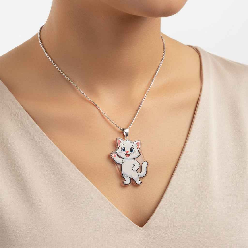Al the White Cat Pendant Necklace | Cute Cartoon Cat Charm Jewelry - Jewelry, Necklaces - EpiAl's Shop