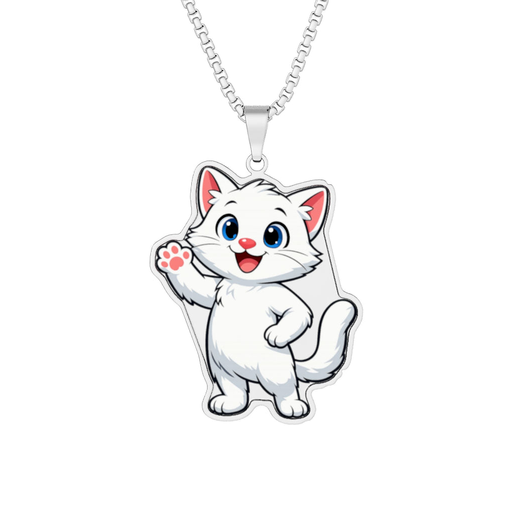 Al the White Cat Pendant Necklace | Cute Cartoon Cat Charm Jewelry - Jewelry, Necklaces - EpiAl's Shop