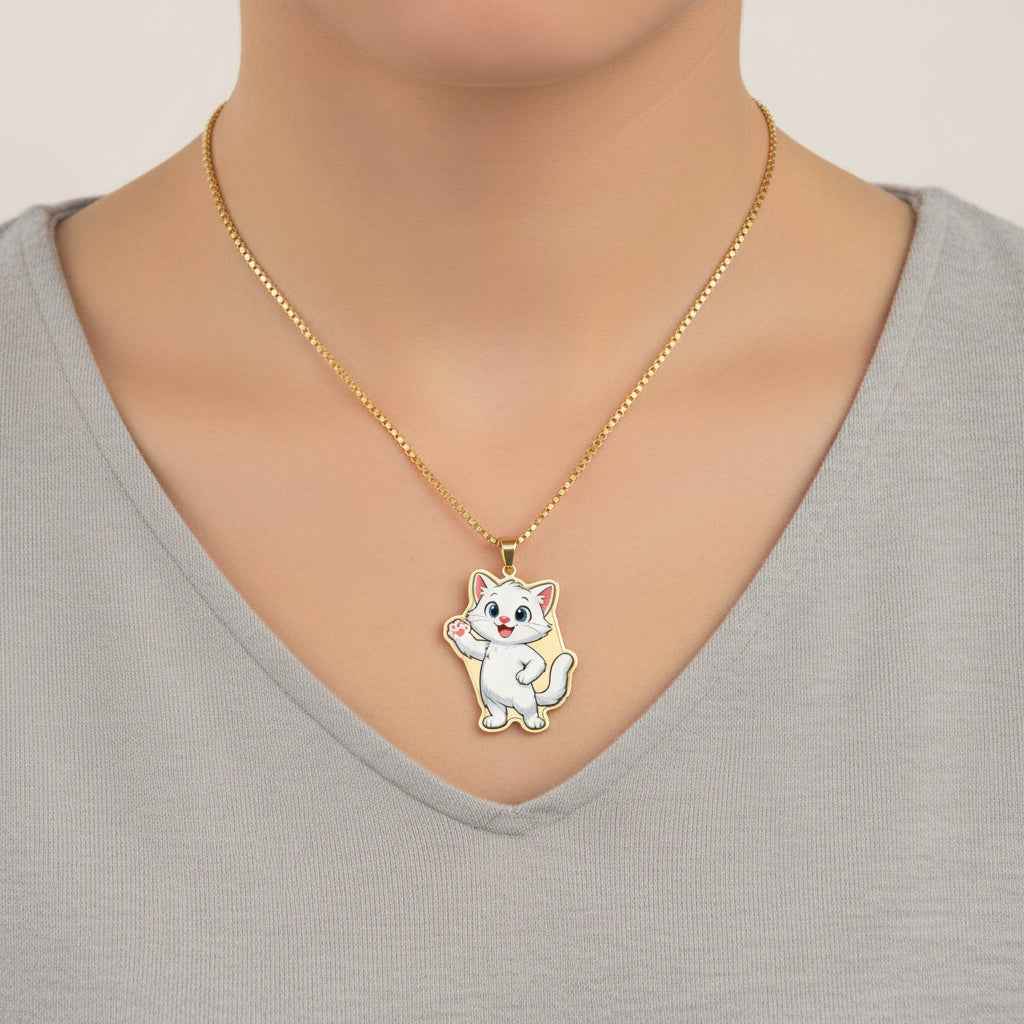 Al the White Cat Pendant Necklace | Cute Cartoon Cat Charm Jewelry - Jewelry, Necklaces - EpiAl's Shop