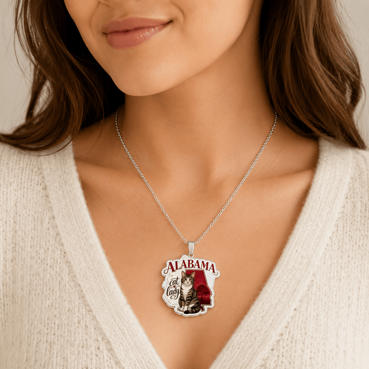 Alabama Cat Lady Custom-Cut Photo Pendant Necklace - Jewelry, Necklaces - EpiAl's Shop