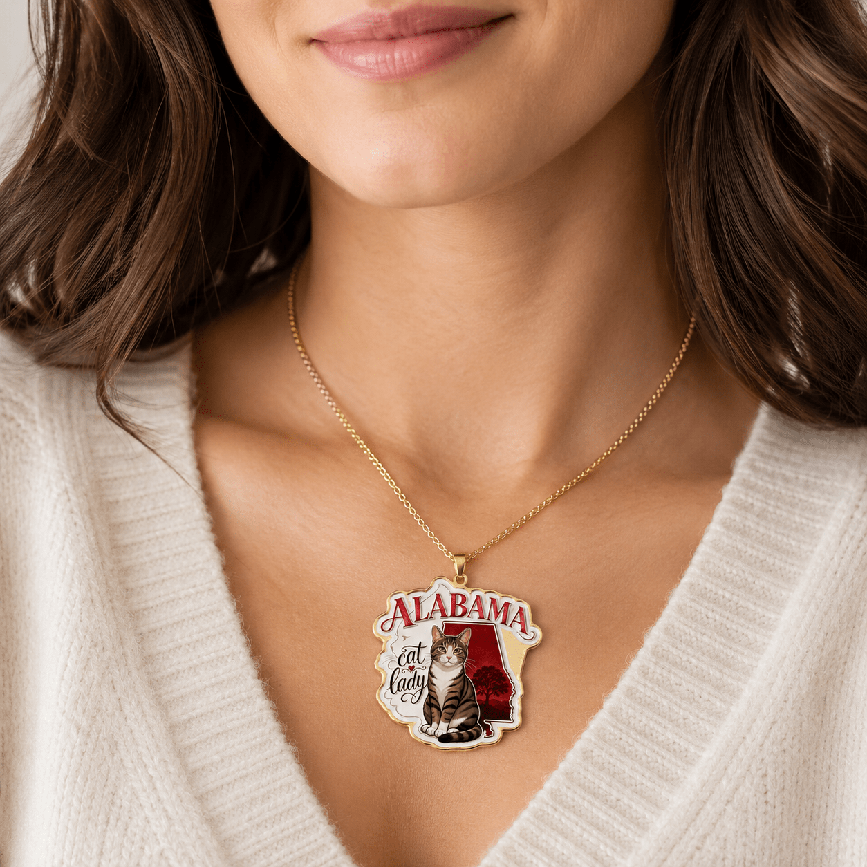Alabama Cat Lady Custom-Cut Photo Pendant Necklace - Jewelry, Necklaces - EpiAl's Shop