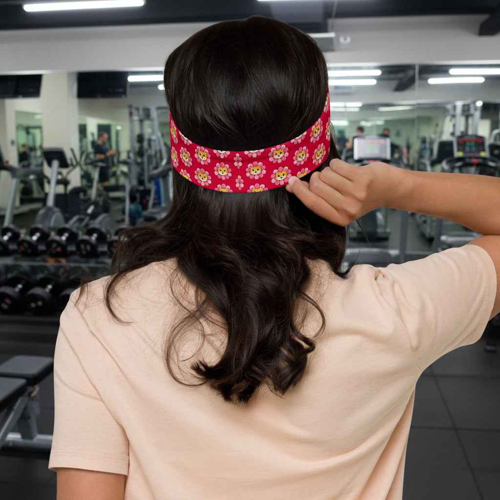Pink Cat Chaos Headband | Stretchy Workout Hair Band for Cat Lovers