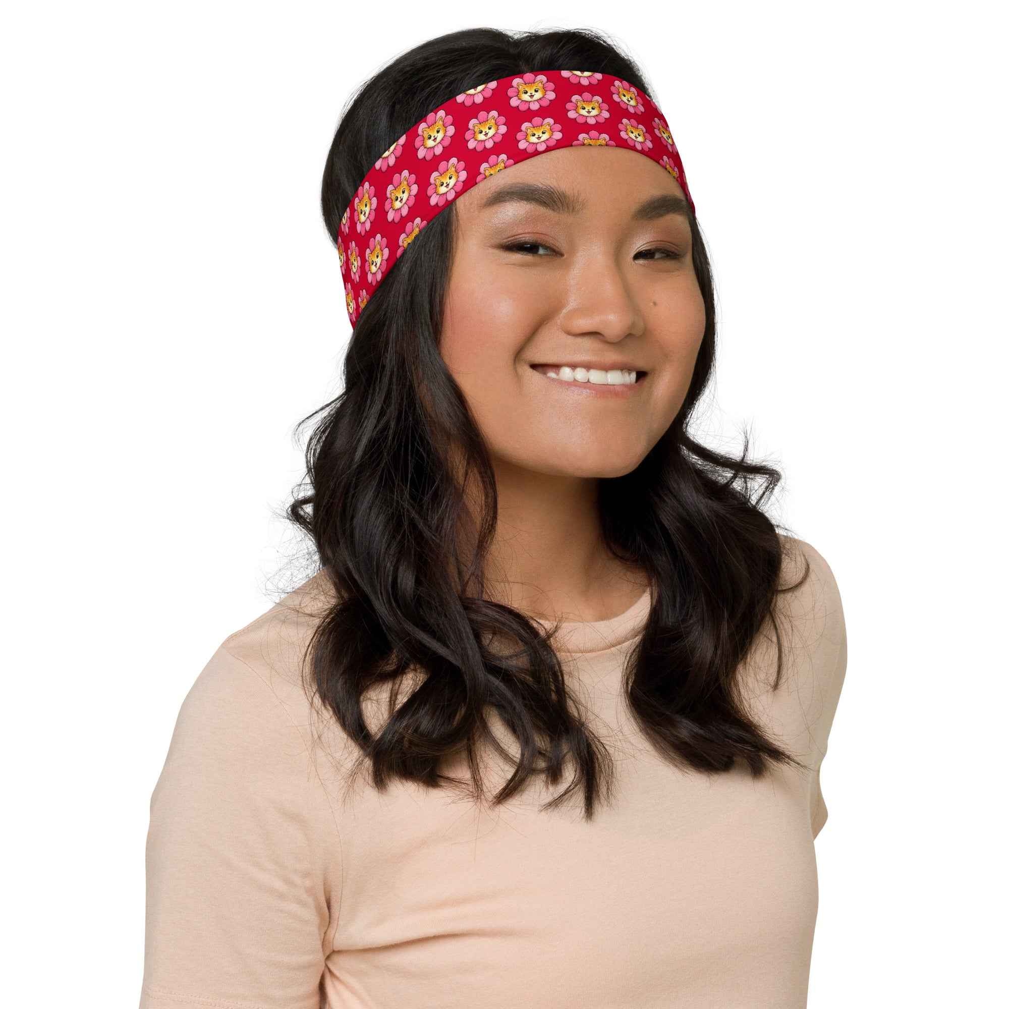 Pink Cat Chaos Headband | Stretchy Workout Hair Band for Cat Lovers