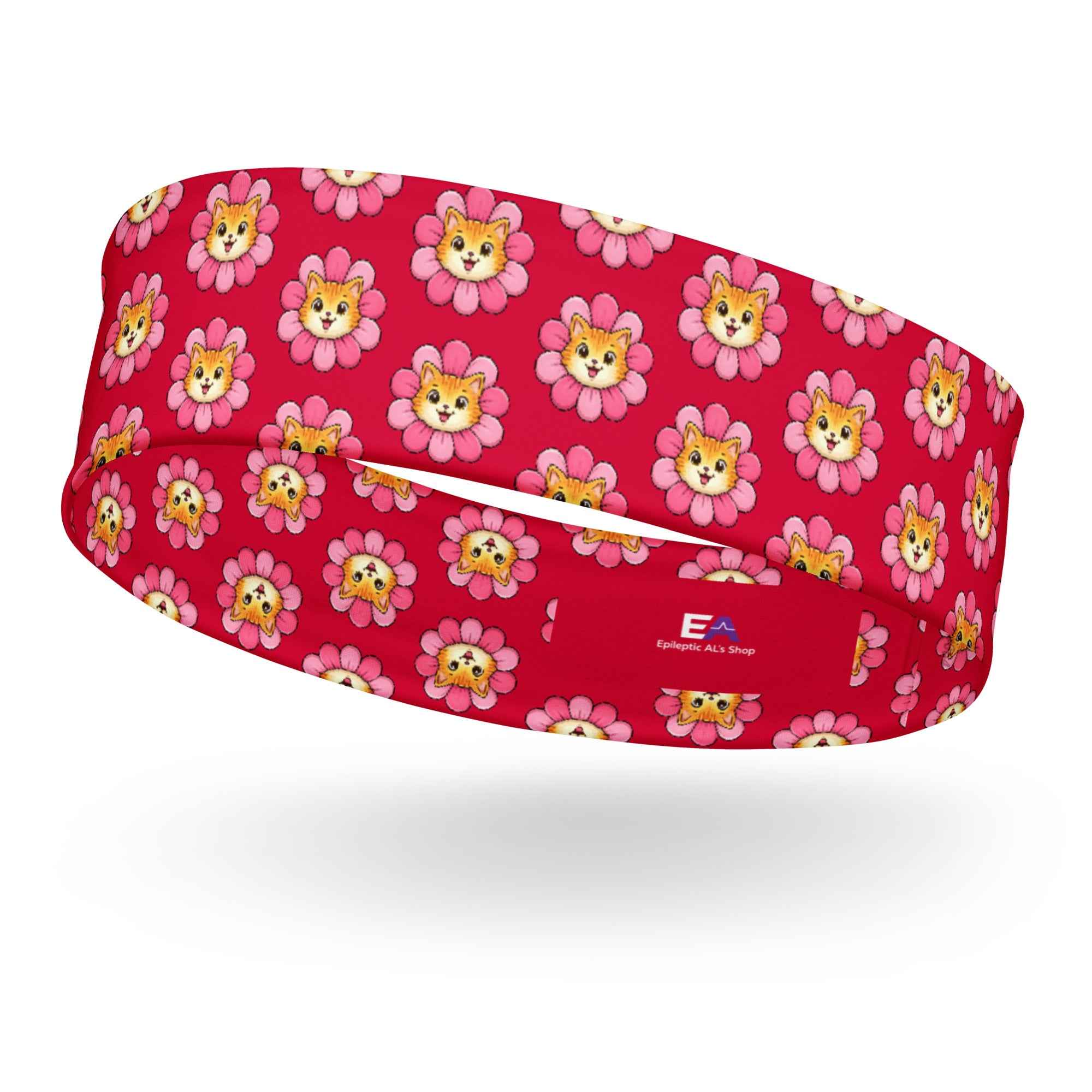 Pink Cat Chaos Headband | Stretchy Workout Hair Band for Cat Lovers
