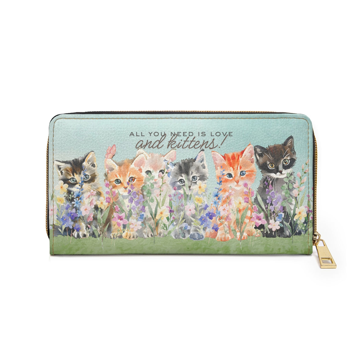 All You Need Is Love and Kittens Floral Wallet - Bags, Wallets - EpiAl's Shop
