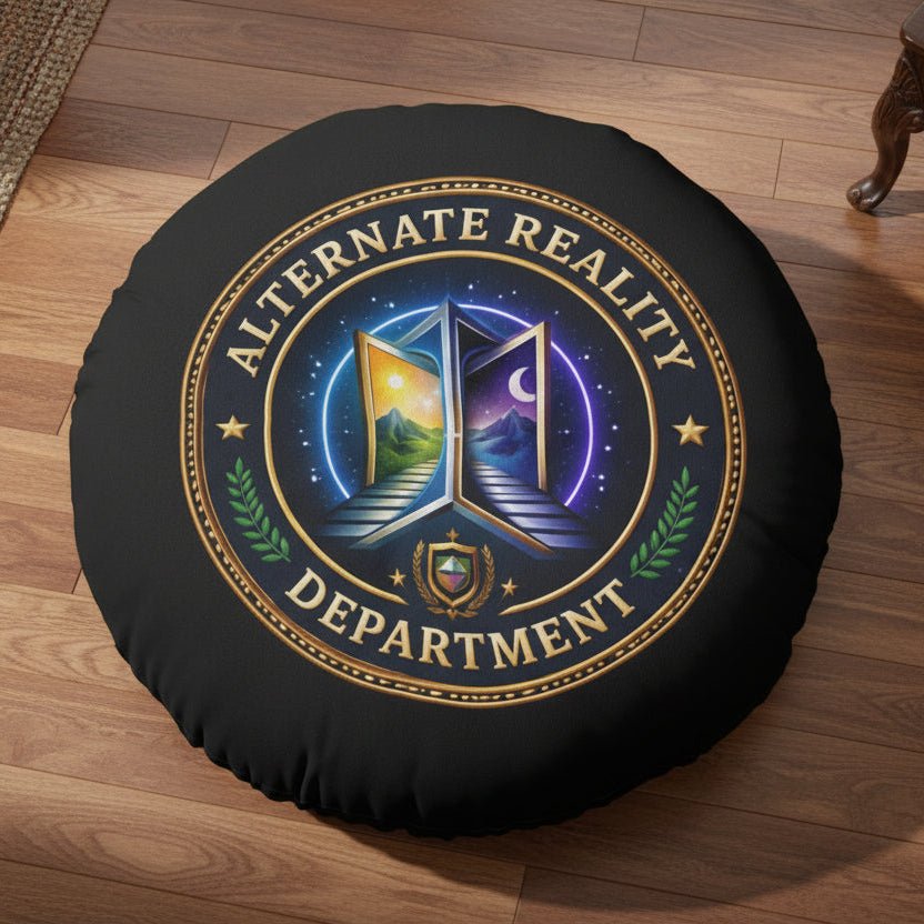 Alternate Reality Department Round Floor Pillow – Political Satire Statement Cushion (26” or 30”) - Decor, Pillows, Floor - EpiAl's Shop