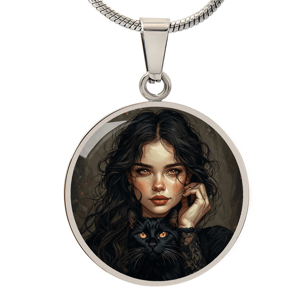Amber Eyed Cat Lady & Cat Necklace - Jewelry, Necklaces - EpiAl's Shop