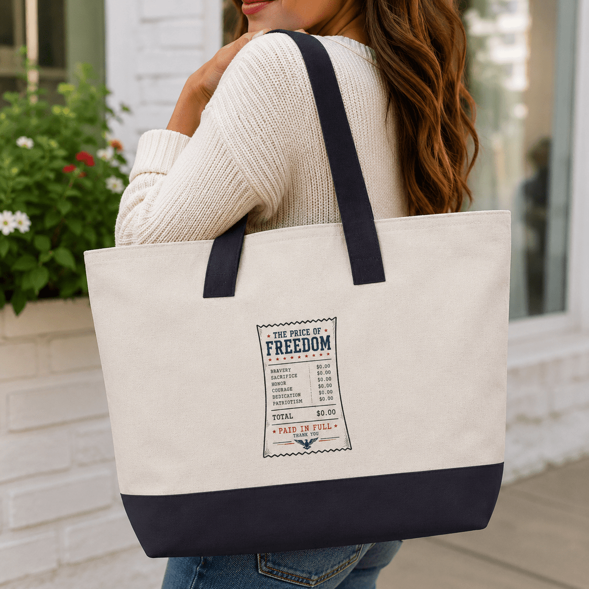 America 250 Canvas Zip Tote Bag – Freedom Receipt Large Cotton Carryall - Bags, Carryall - EpiAl's Shop