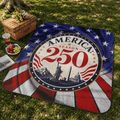 America 250 Picnic Blanket | Patriotic Outdoor Fleece Blanket with Water-Resistant Backing - Decor, Blankets, Picnic - EpiAl's Shop