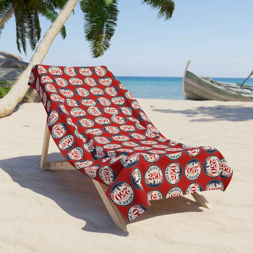 America 250 Retro Badge Beach Towel | Oversized Patriotic Summer Pool & Beach Towel - Towels, Beach - EpiAl's Shop