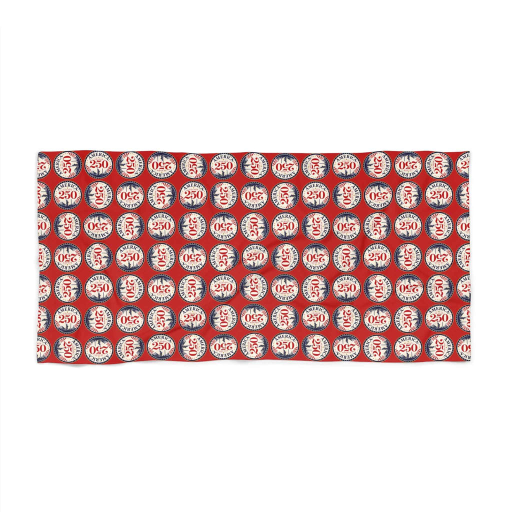 America 250 Retro Badge Beach Towel | Oversized Patriotic Summer Pool & Beach Towel - Towels, Beach - EpiAl's Shop