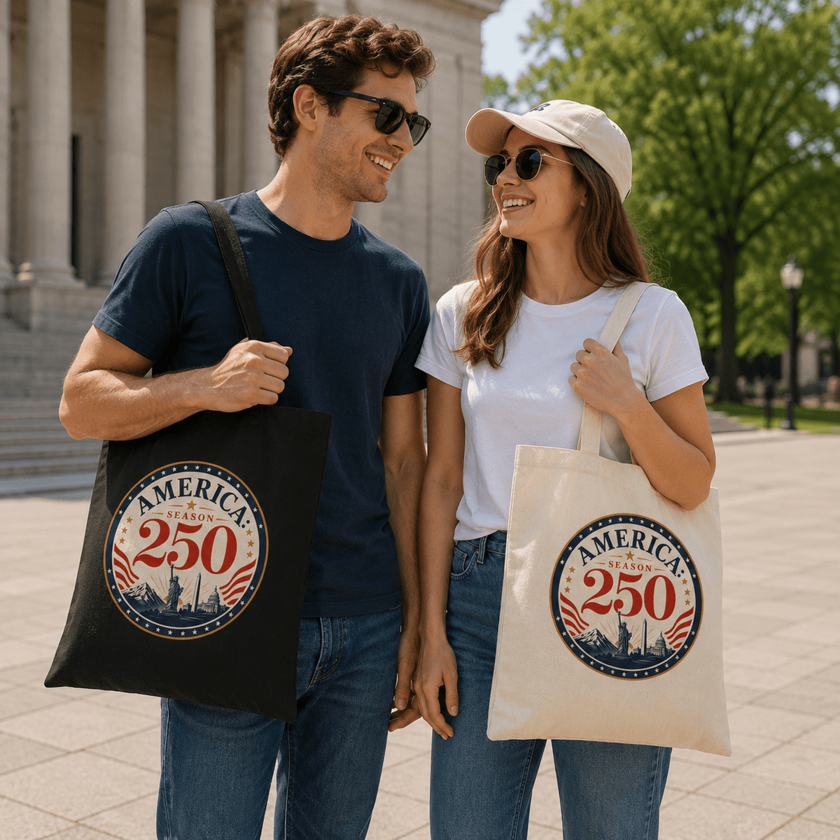 America: Season 250 Patriotic Canvas Tote Bag | USA Anniversary Carryall - Bags, Carryall - EpiAl's Shop