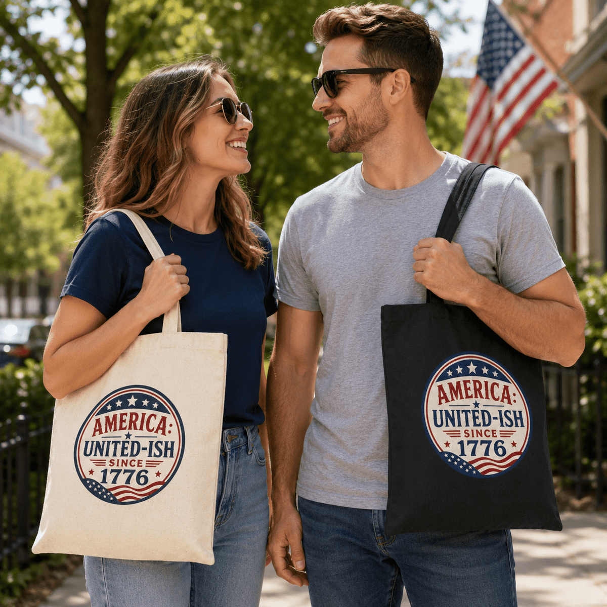America United-ish Since 1776 Patriotic Canvas Tote Bag | Americana USA Carryall - Bags, Carryall - EpiAl's Shop
