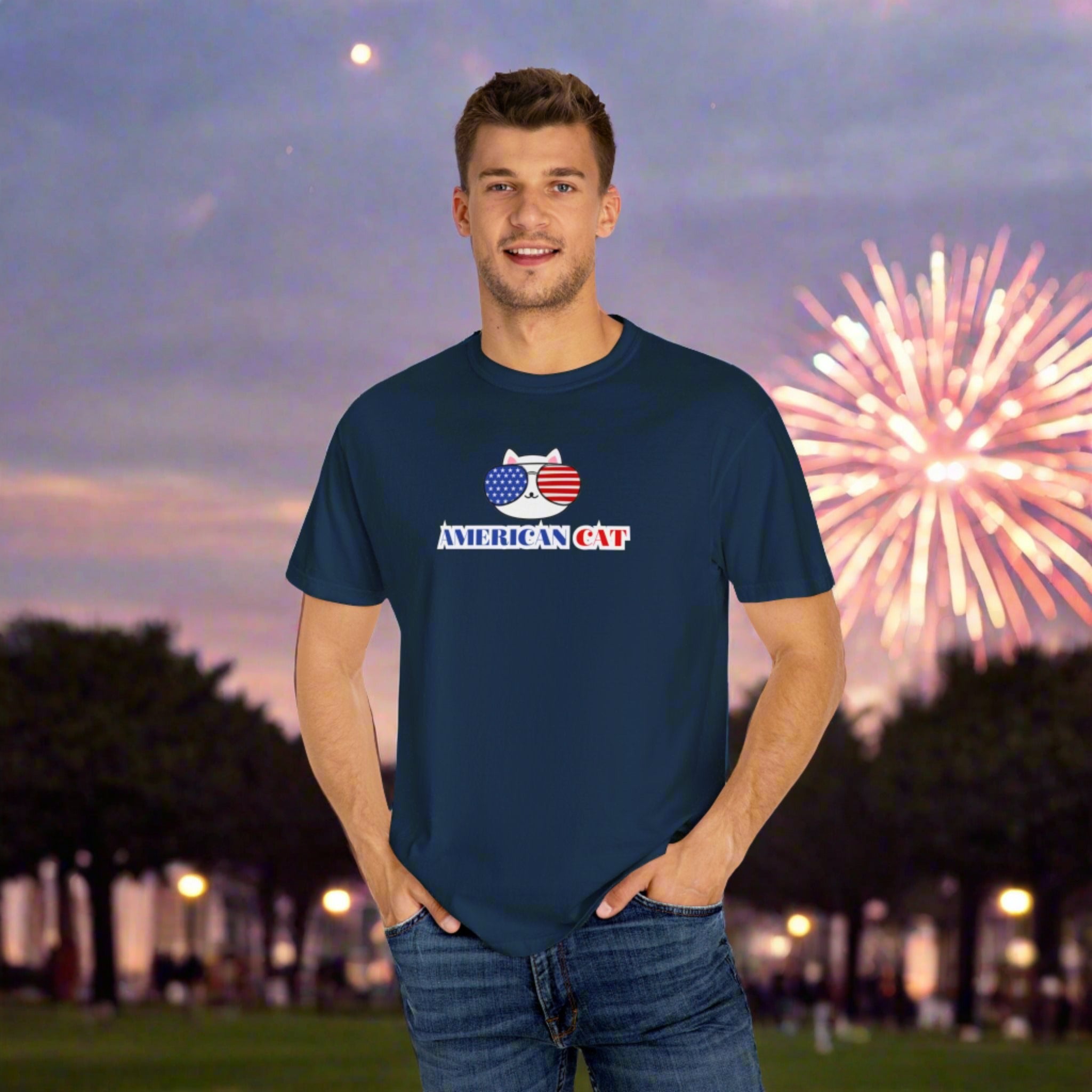 American Cat Unisex Garment-Dyed T-shirt - EpiAl's Shop