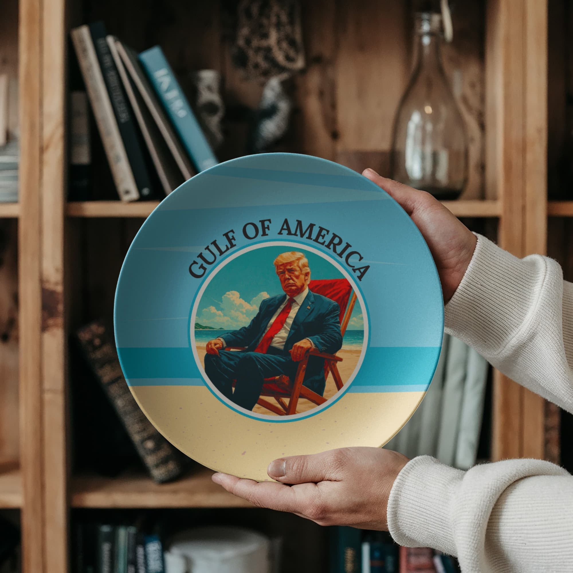 American Gulf Collectible Plate with Beach Sitting Trump - Decor, Kitchen & Dining, Plates - EpiAl's Shop