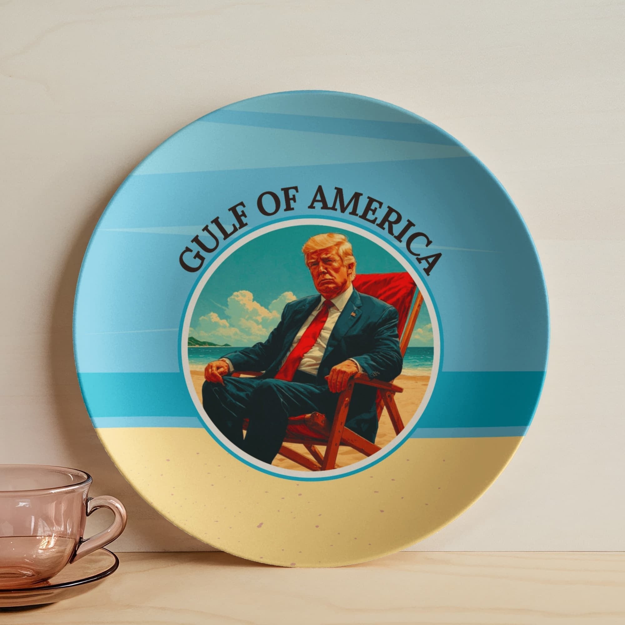 American Gulf Collectible Plate with Beach Sitting Trump - Decor, Kitchen & Dining, Plates - EpiAl's Shop