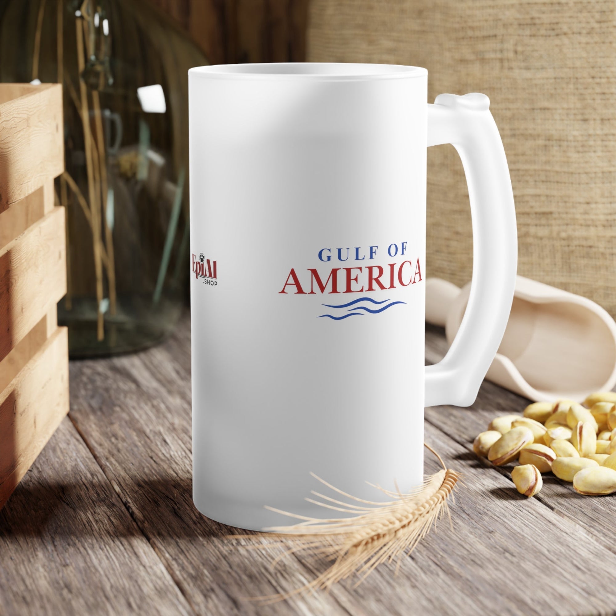 American Gulf Frosted Glass Beer Mug - Drinkware, Beer Mugs - EpiAl's Shop