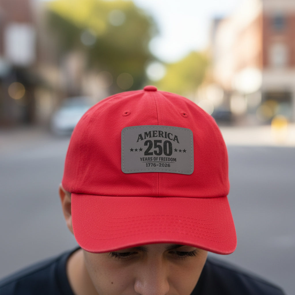 America's 250th Leather Patch Hat — 1776–2026 Patriotic Edition