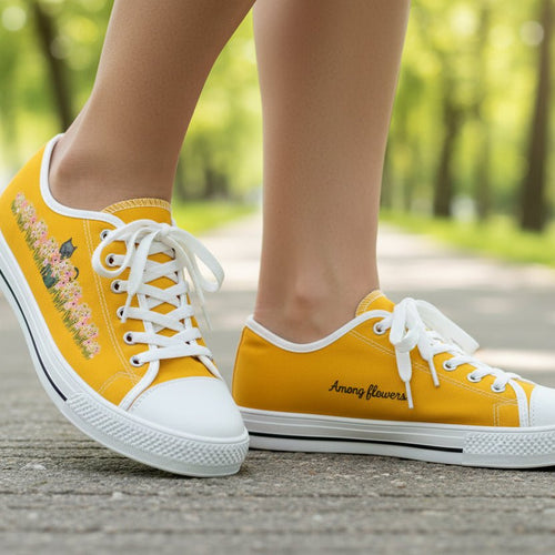 Among Flowers – Hidden Cat Low Women's Top Canvas Shoes - Shoes, Sneakers - EpiAl's Shop