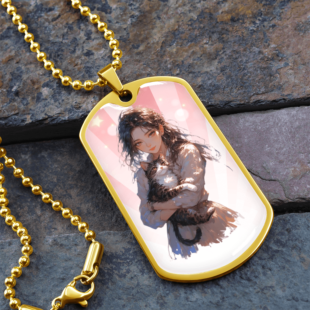 Anime Cat Lady Dog Tag Necklace - Jewelry, Necklaces - EpiAl's Shop
