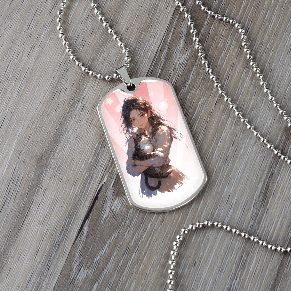 Anime Cat Lady Dog Tag Necklace - Jewelry, Necklaces - EpiAl's Shop