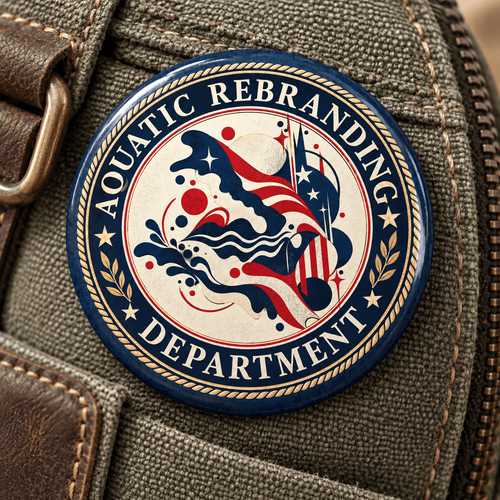 Aquatic Rebranding Department Pin Button | Trump Water Renaming Political Humor - Buttons, Pinback - EpiAl's Shop