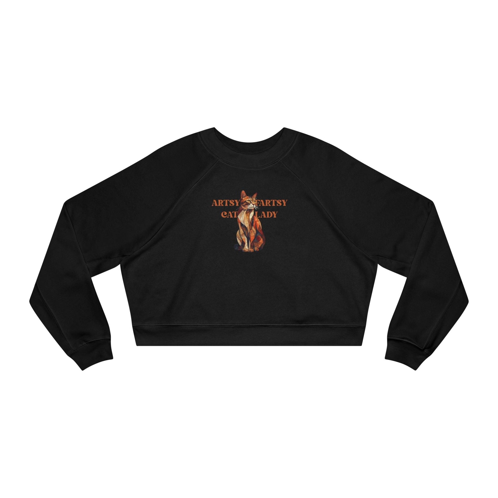 Artsy Fartsy Cat Lady Cropped Fleece Pullover, Autumn Fashion - Clothing, Sweatshirts, Crop - EpiAl's Shop