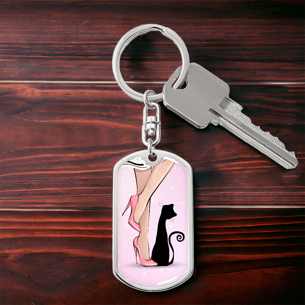 Pink Cat Lady Legs Keychain