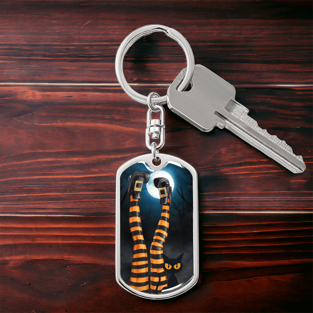 Witchy Cat Lady Legs Keychain