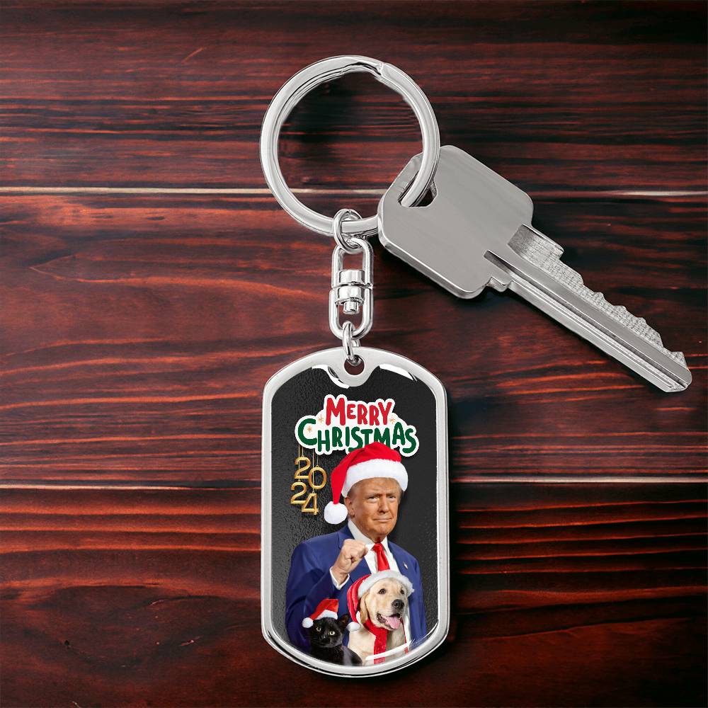 Santa Trump 2024 Dog Tag Keychain