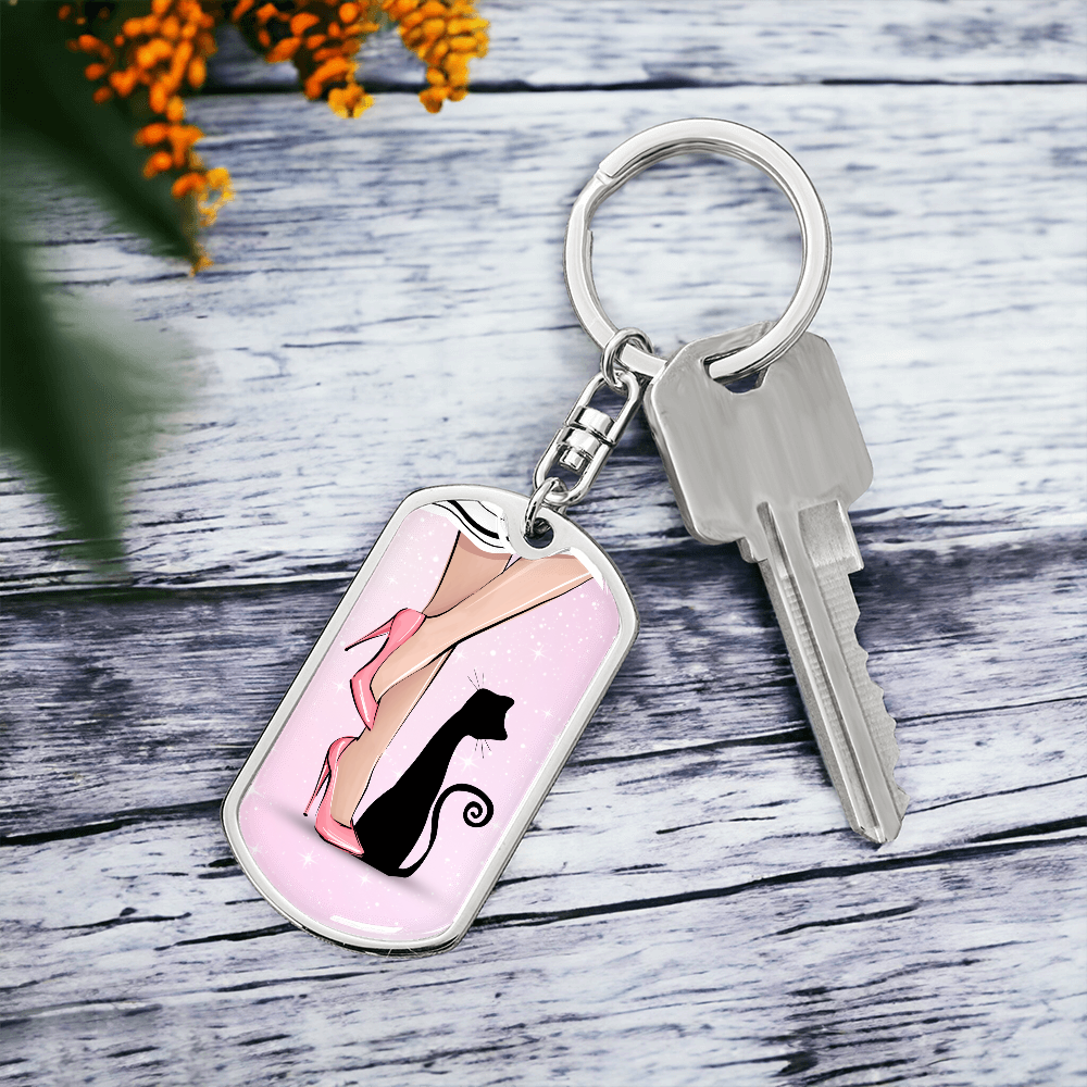 Pink Cat Lady Legs Keychain