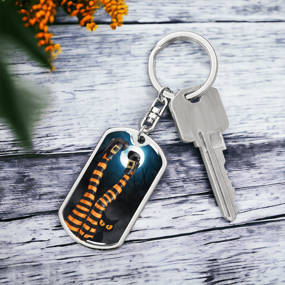 Witchy Cat Lady Legs Keychain