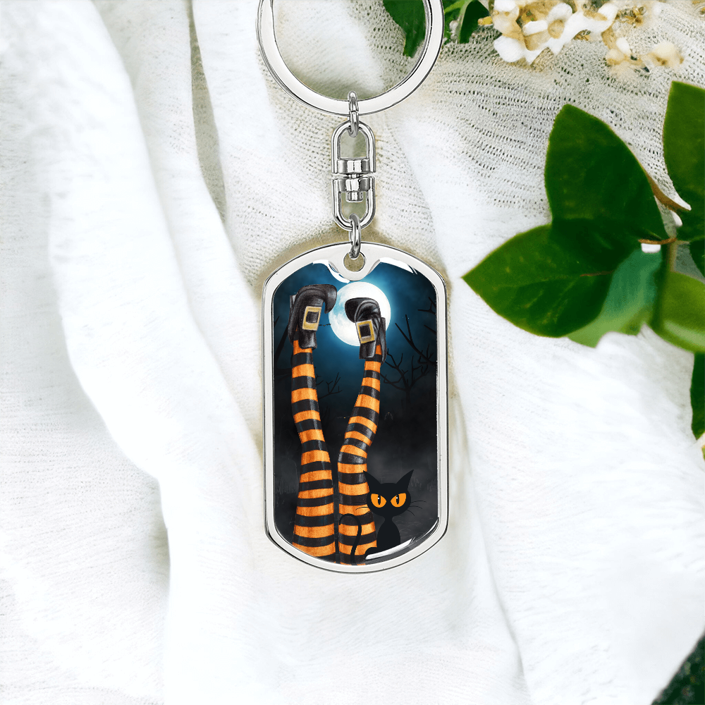 Witchy Cat Lady Legs Keychain