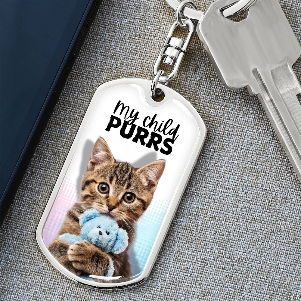 Photo depicting the ​My Child Purrs Keychain from EpiAl's Shop.