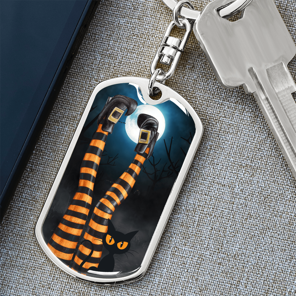 Witchy Cat Lady Legs Keychain